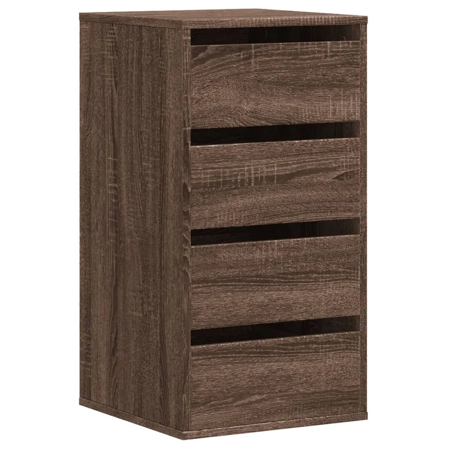 Commode d'angle chêne marron 40x41x76 cm bois d'ingénierie - 2