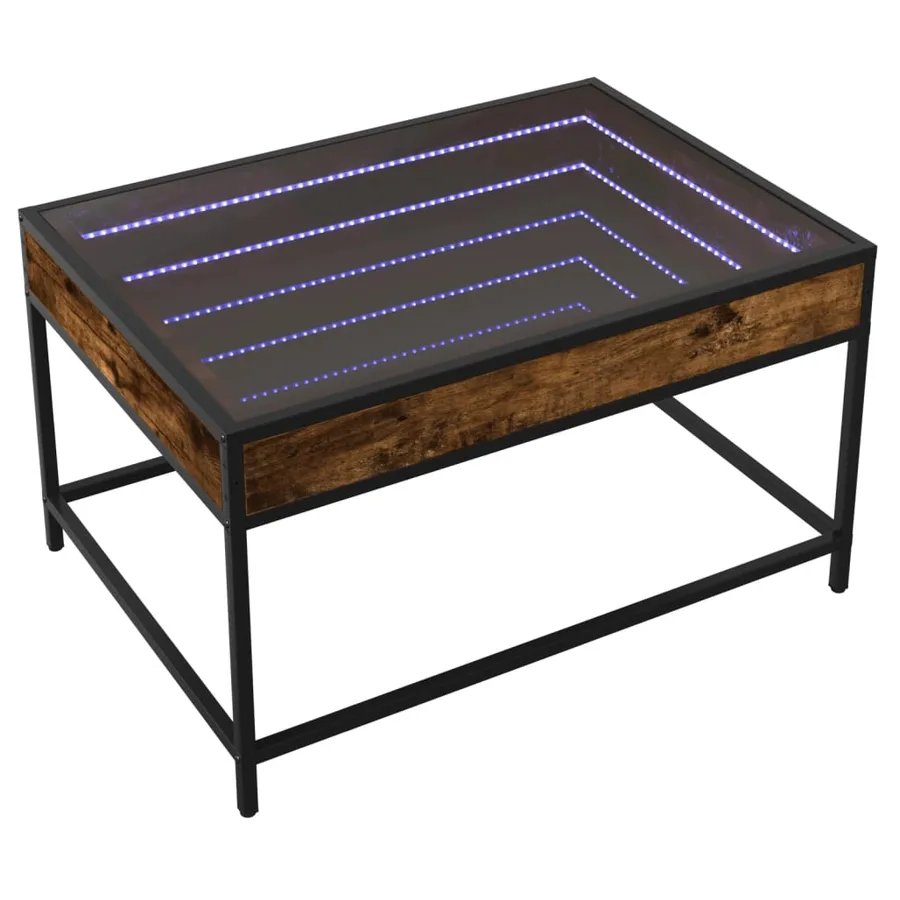 Table basse avec LED infini chêne fumé 70x50x41 cm - 3
