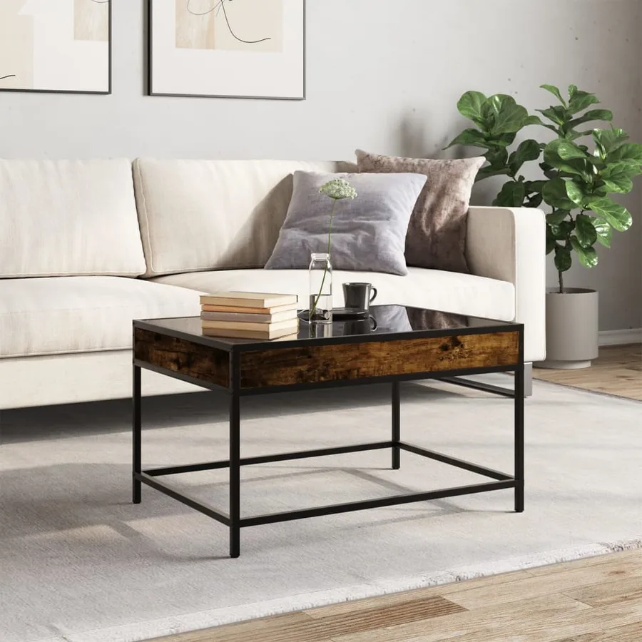 Table basse avec LED infini chêne fumé 70x50x41 cm - 4