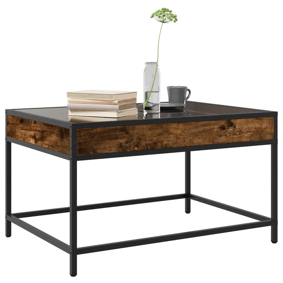Table basse avec LED infini chêne fumé 70x50x41 cm - 5