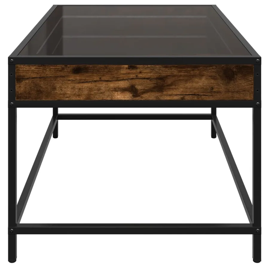 Table basse avec LED infini chêne fumé 70x50x41 cm - 7
