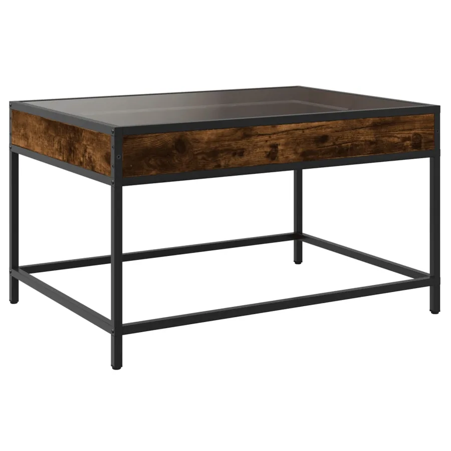 Table basse avec LED infini chêne fumé 70x50x41 cm - 8