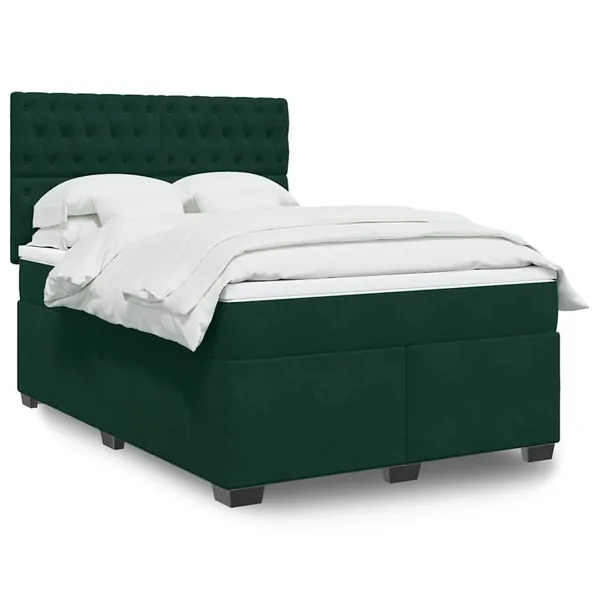 Sommier à lattes de lit et matelas Vert foncé 140x200cm Velours