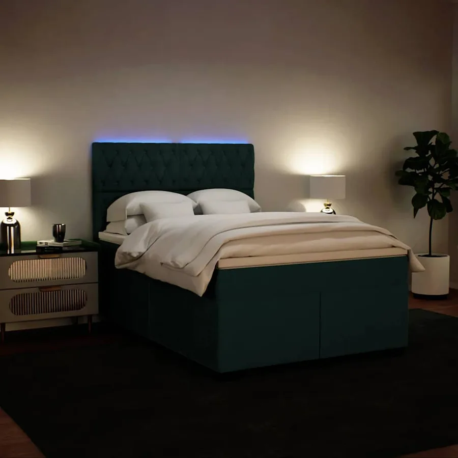 Sommier à lattes de lit et matelas Vert foncé 140x200cm Velours - 4
