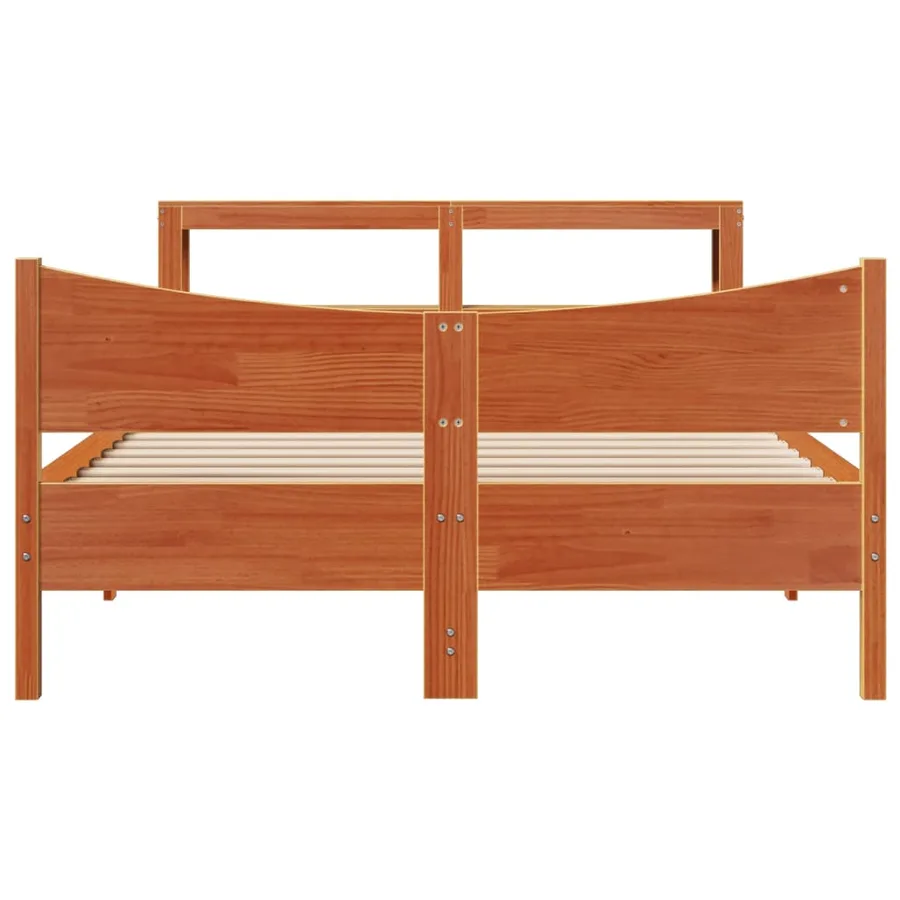 Cadre de lit avec tête de lit cire marron 140x190cm bois de pin - 4