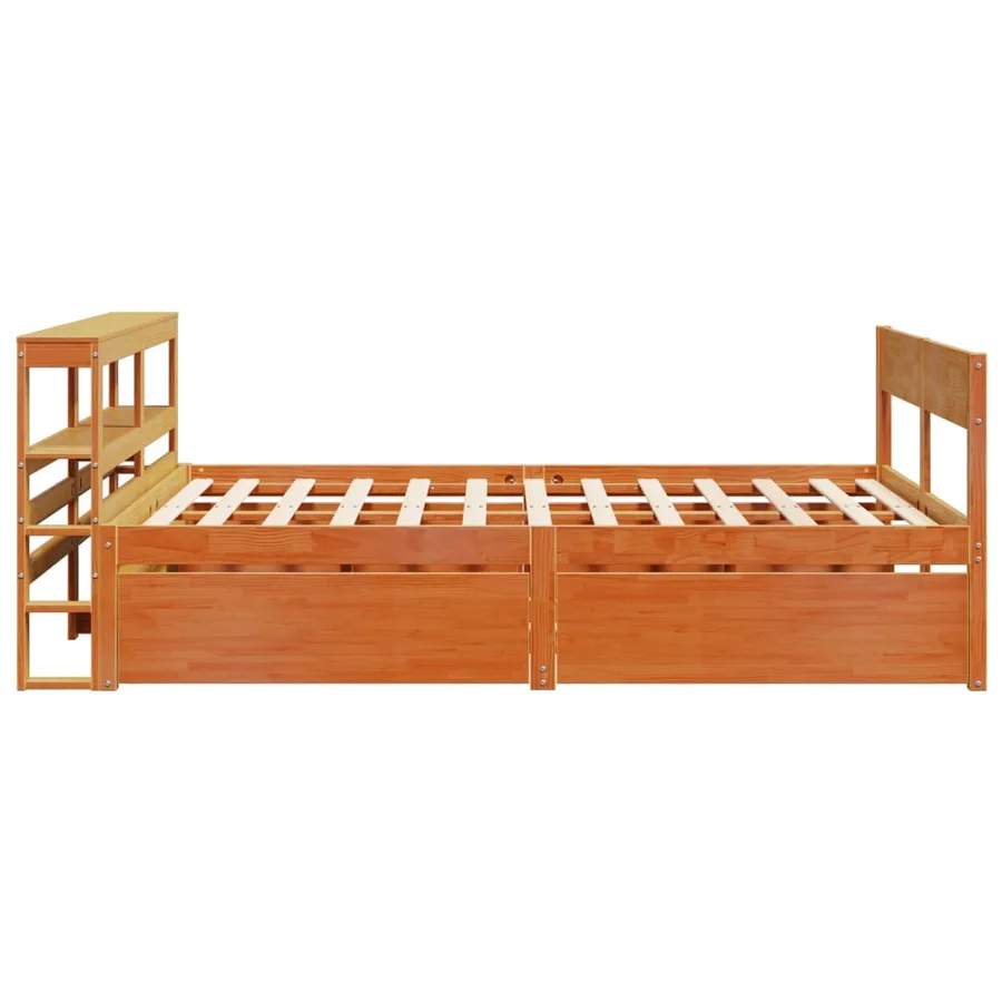 Cadre de lit sans matelas cire marron 140x190cm bois pin massif - 7