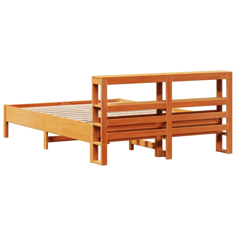 Cadre de lit sans matelas cire marron 140x190cm bois pin massif - 6