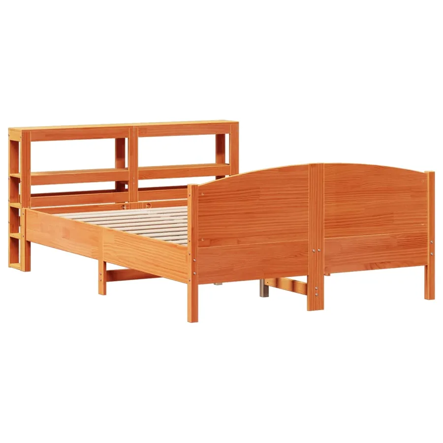 Cadre de lit sans matelas cire marron 140x200cm bois pin massif - 3