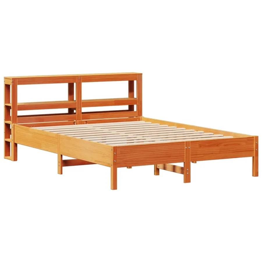 Cadre de lit sans matelas cire marron 140x200cm bois pin massif - 3