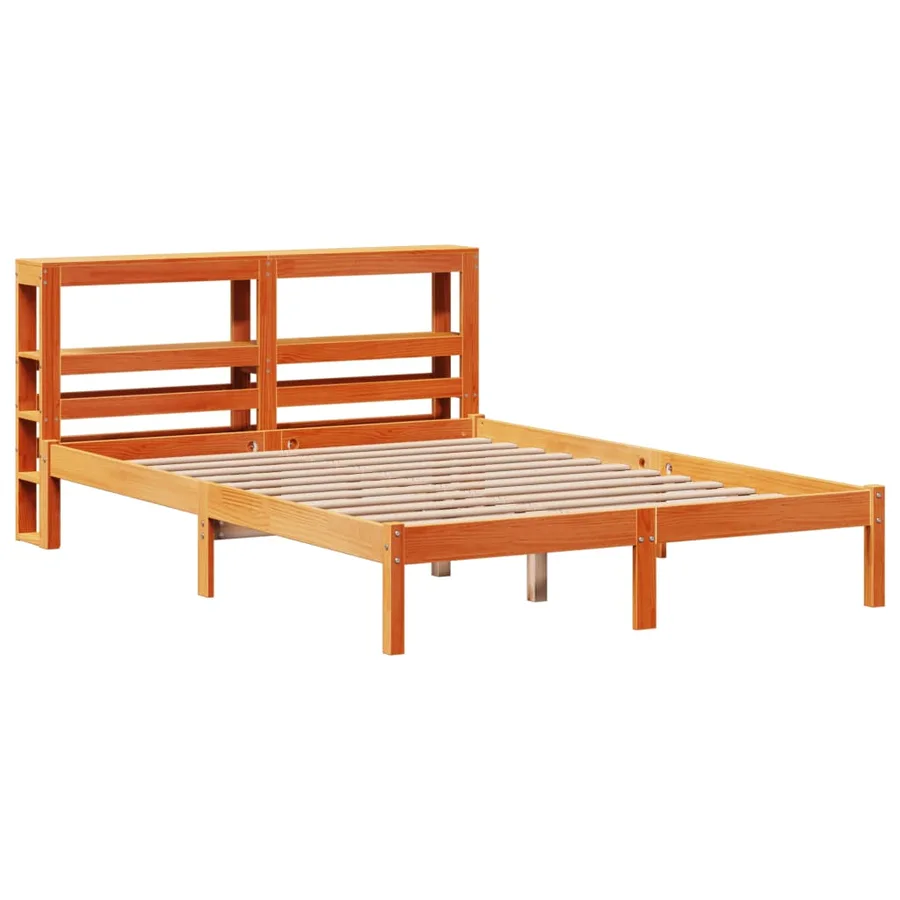 Cadre de lit et tête de lit sans matelas cire marron 140x200 cm - 3