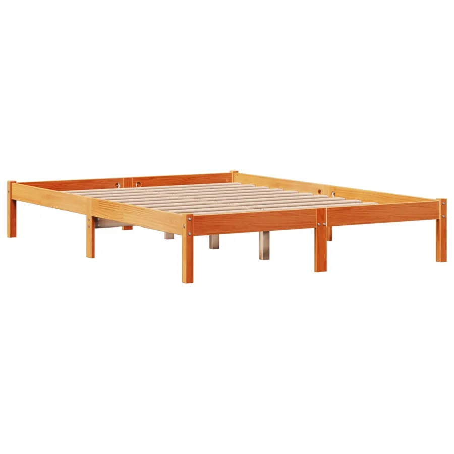 Cadre de lit et tête de lit sans matelas cire marron 140x200 cm - 8