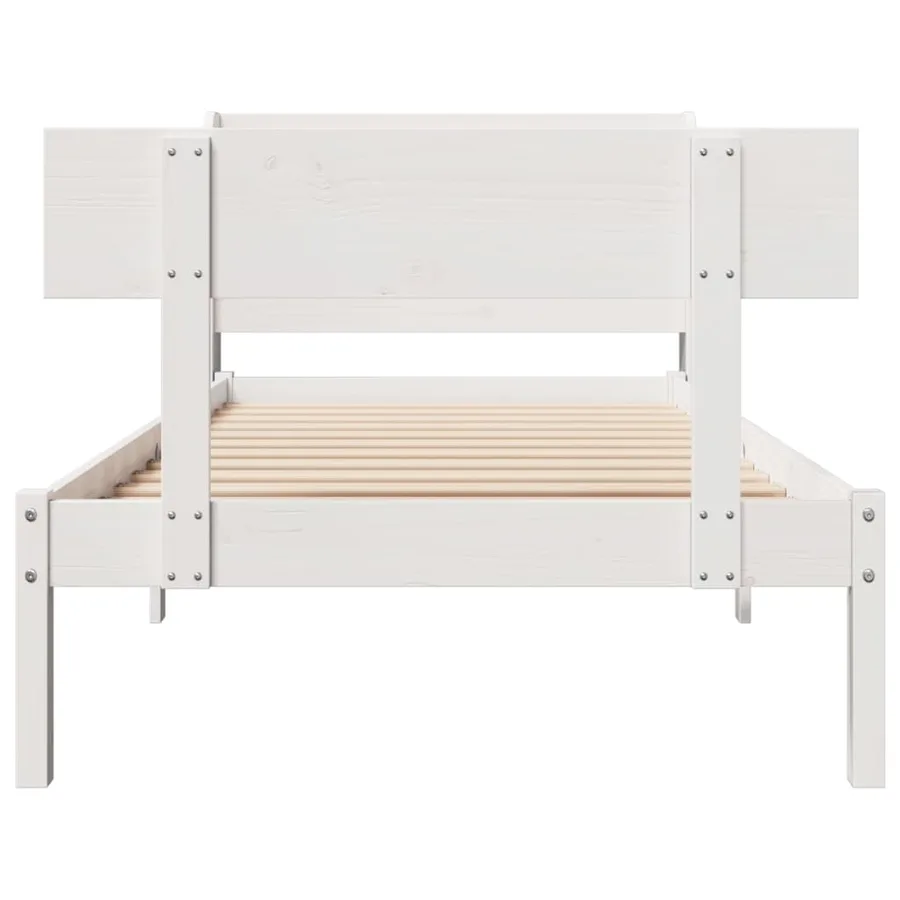 Cadre de lit sans matelas blanc 75x190 cm bois de pin massif - 4