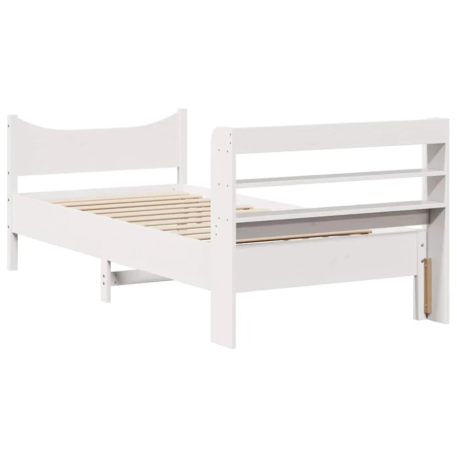 Cadre de lit avec tête de lit blanc 75x190cm bois de pin massif - 8