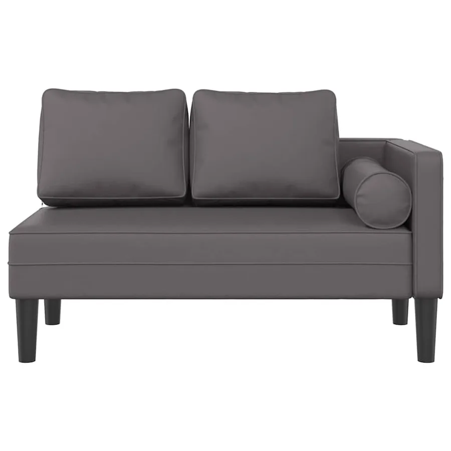 Chaise longue avec coussins gris similicuir - 3