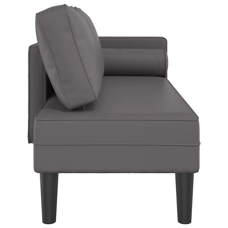Chaise longue avec coussins gris similicuir - 4