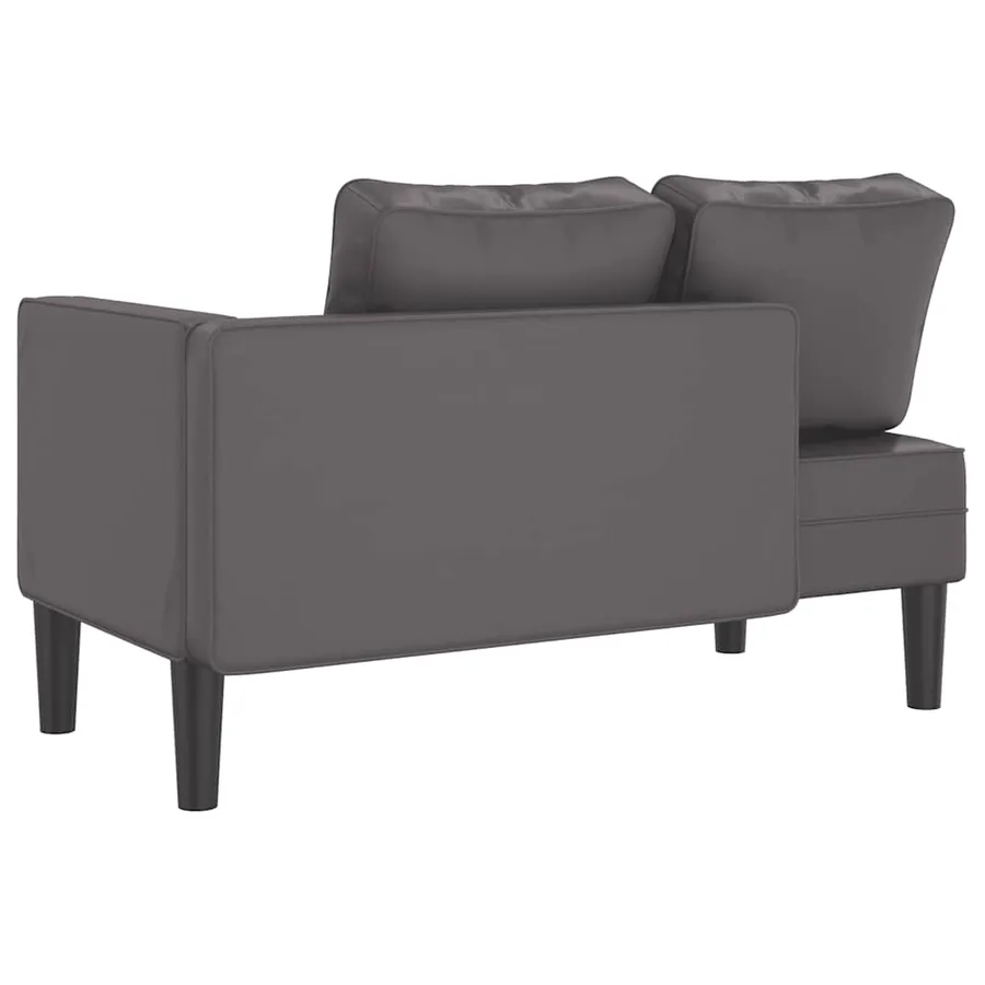 Chaise longue avec coussins gris similicuir - 5