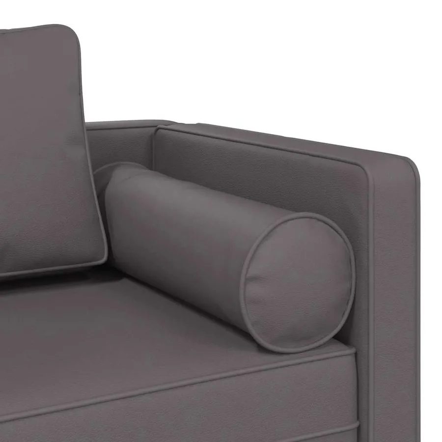 Chaise longue avec coussins gris similicuir - 6