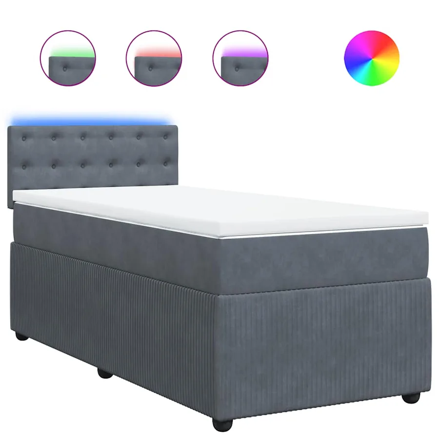 Sommier à lattes de lit et matelas Gris foncé 90x190 cm Velours - 2