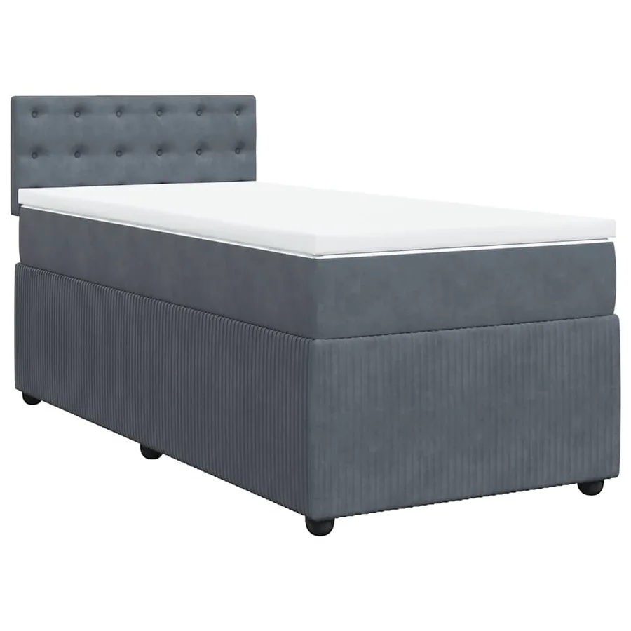 Sommier à lattes de lit et matelas Gris foncé 90x190 cm Velours - 3
