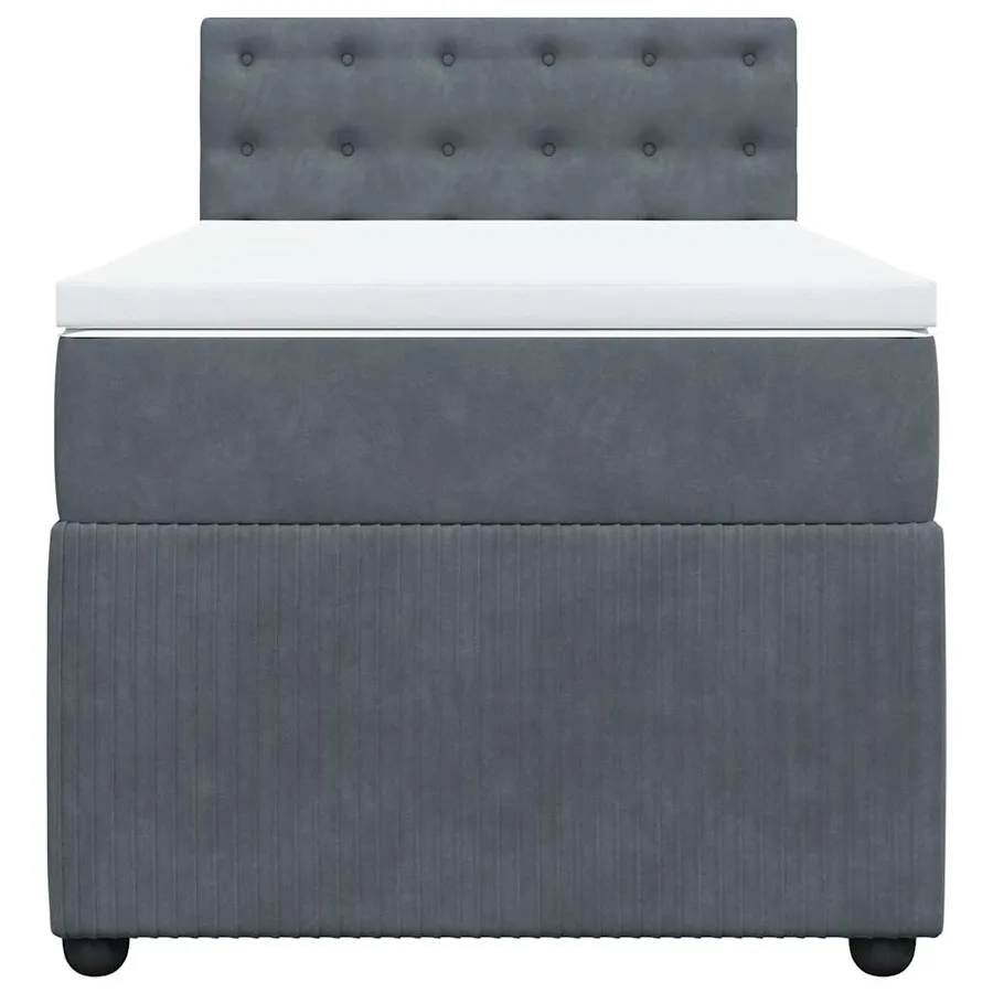 Sommier à lattes de lit et matelas Gris foncé 90x190 cm Velours - 6