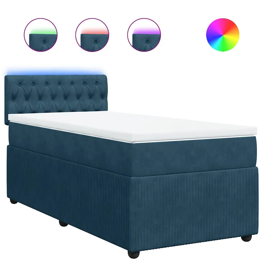 Sommier à lattes de lit avec matelas bleu 90x200 cm velours - 2