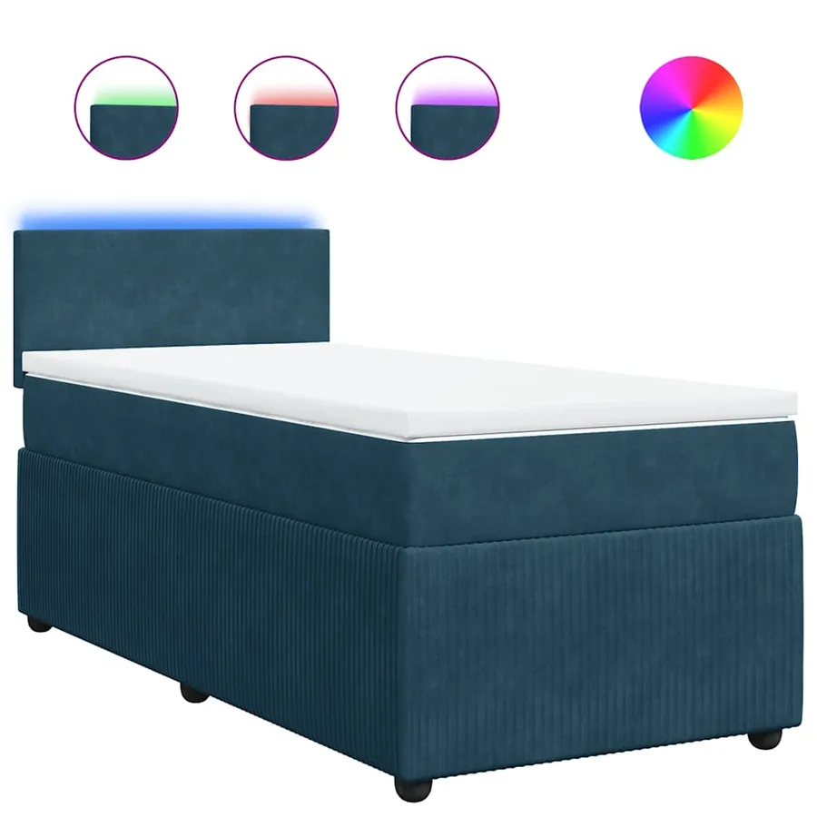 Sommier à lattes de lit avec matelas bleu 90x200 cm velours - 2