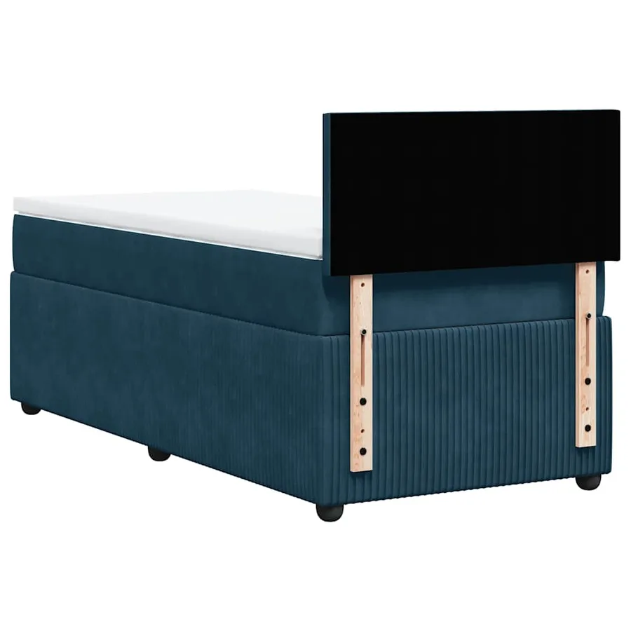 Sommier à lattes de lit avec matelas bleu 90x200 cm velours - 8
