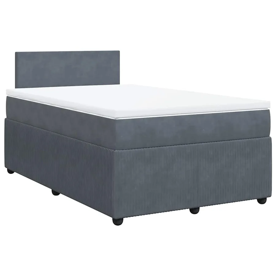 Sommier à lattes de lit et matelas gris foncé 120x190cm velours - 3