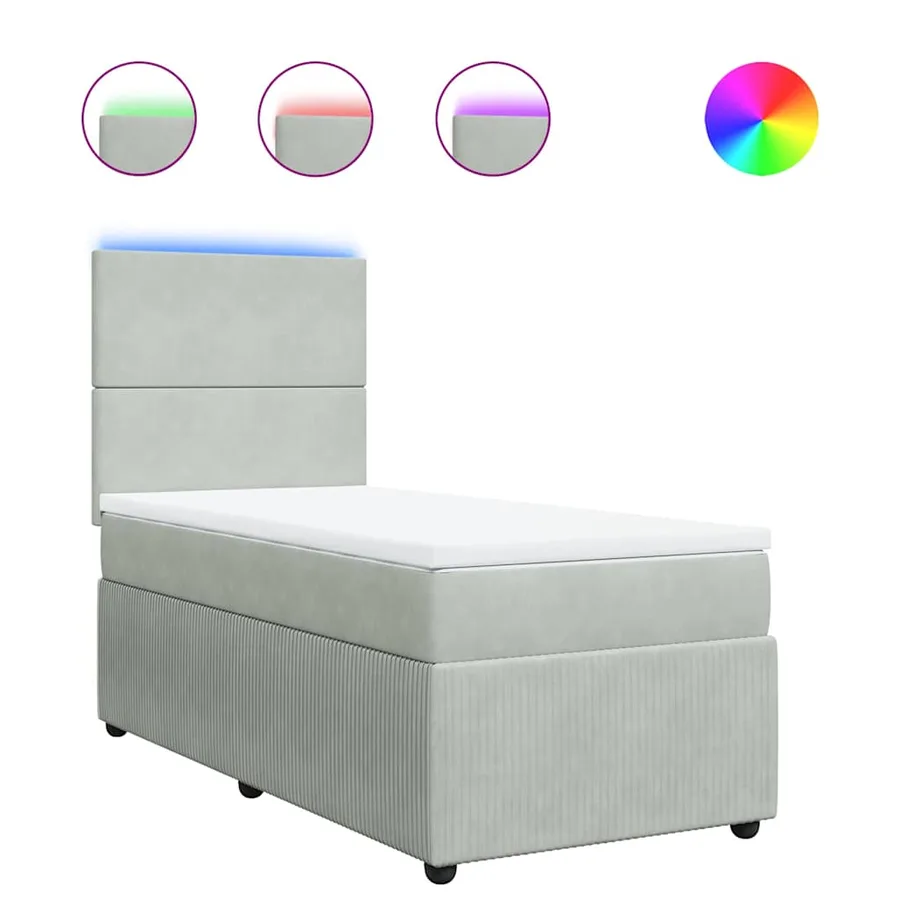 Sommier à lattes de lit et matelas Gris clair 90x200 cm Velours - 2