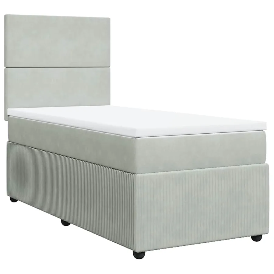 Sommier à lattes de lit et matelas Gris clair 90x200 cm Velours - 3