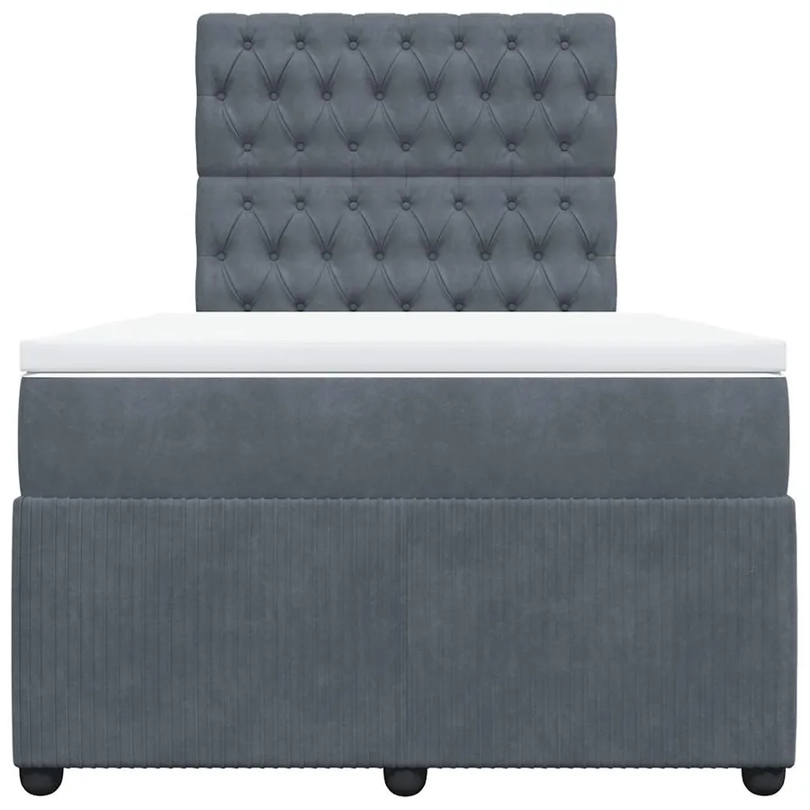 Sommier à lattes de lit et matelas gris foncé 120x190cm velours - 6
