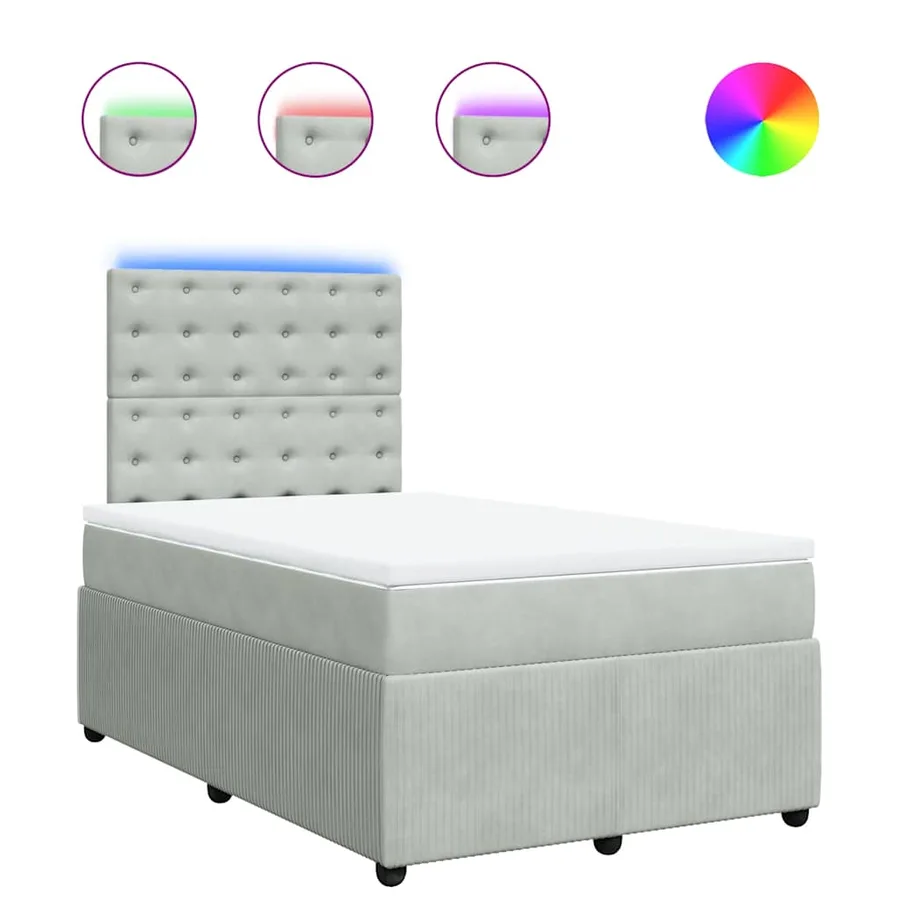 Sommier à lattes de lit et matelas Gris clair 120x200cm Velours - 2
