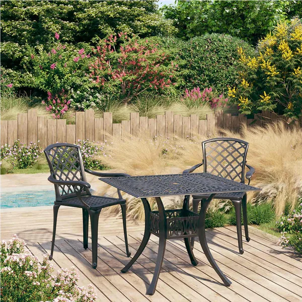 3 pcs Bistro Set Cast Aluminium Black