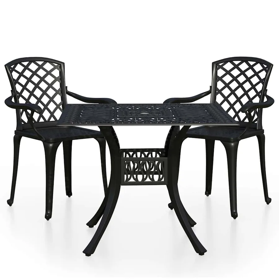 3 pcs Bistro Set Cast Aluminium Black - 2
