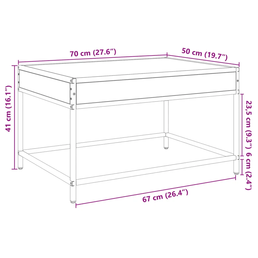 Table basse avec LED infini chêne marron 70x50x41 cm - 13