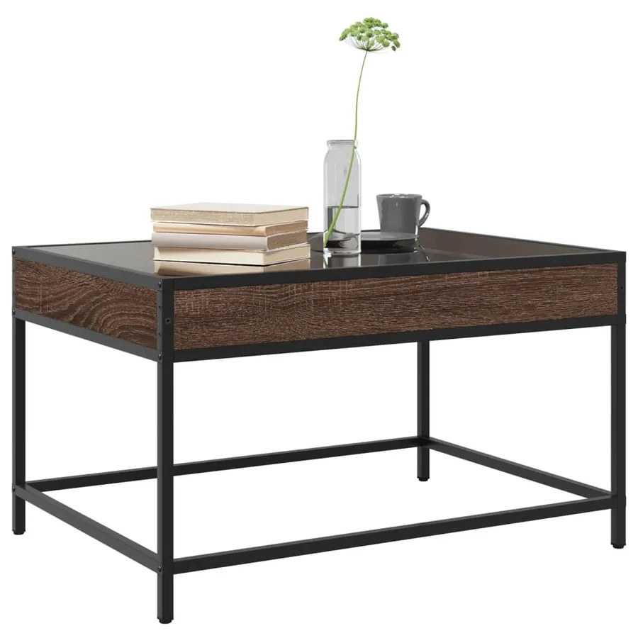 Table basse avec LED infini chêne marron 70x50x41 cm - 5