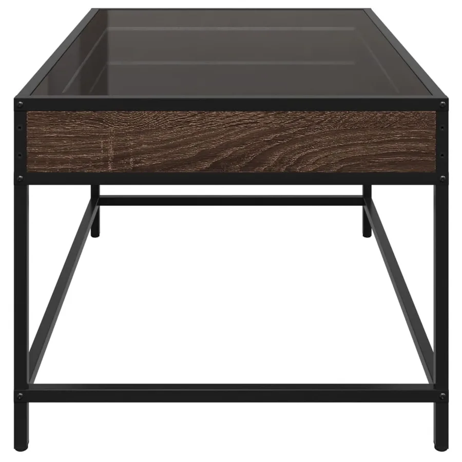 Table basse avec LED infini chêne marron 70x50x41 cm - 7