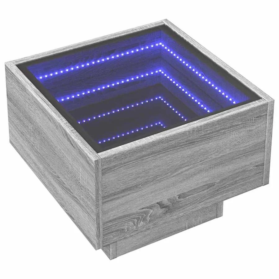 Table d'appoint et LED sonoma gris 40x40x30cm bois d'ingénierie - 3