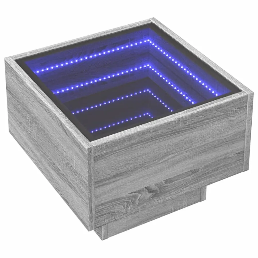 Table de chevet avec LED infini sonoma gris 40x40x30 cm - 3