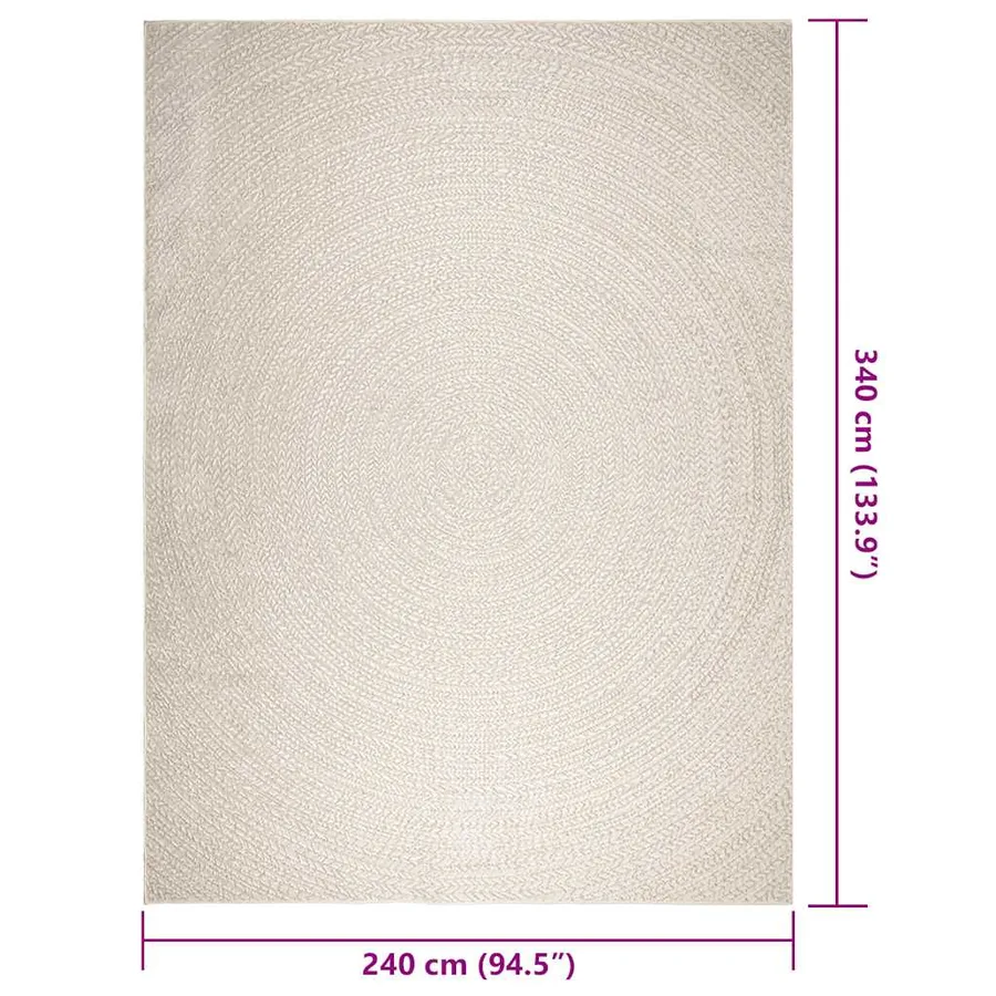 Tapis ZIZUR crème 240x340 cm aspect de jute intérieur extérieur - 9