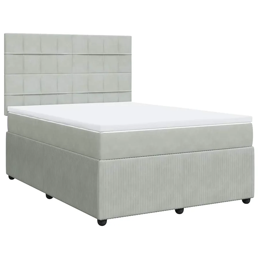 Sommier à lattes de lit et matelas Gris clair 140x190cm Velours - 3