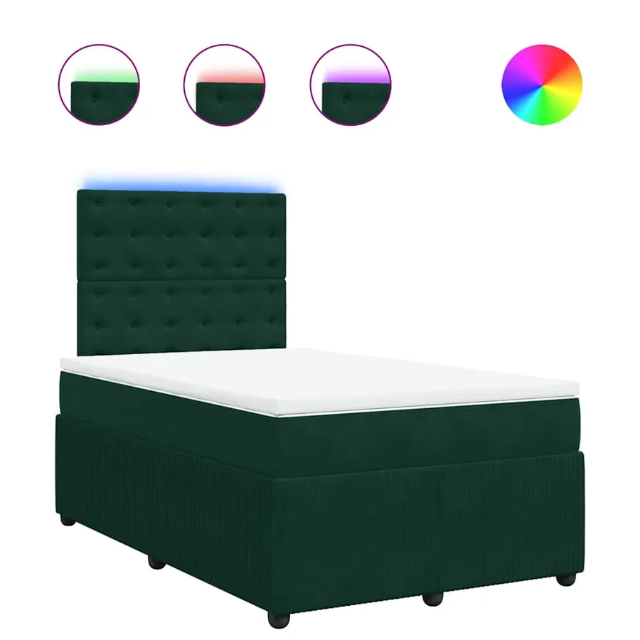 Sommier à lattes de lit avec matelas vert foncé 120x190 cm - 2
