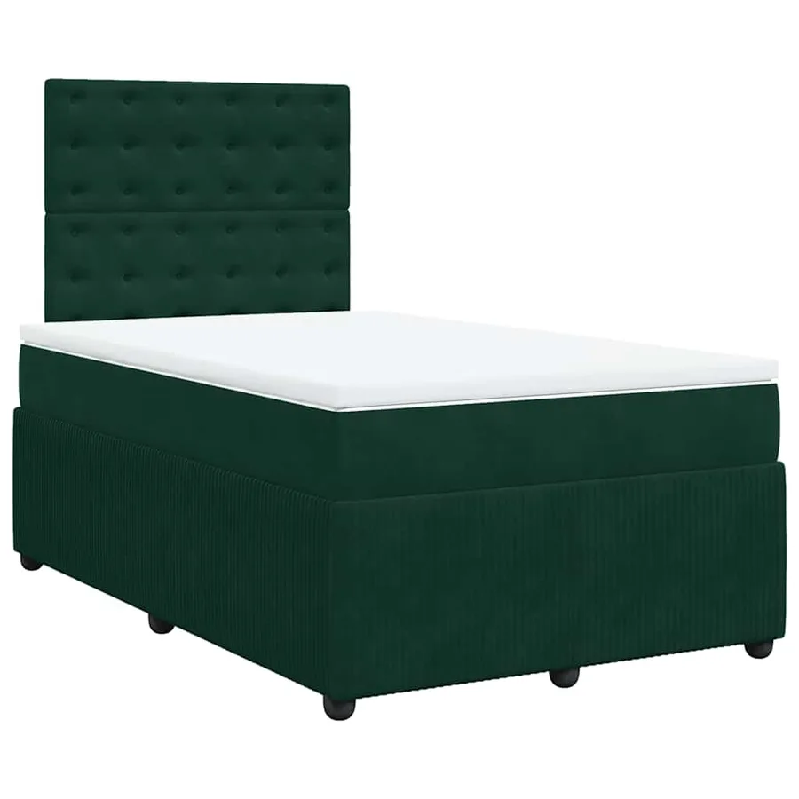 Sommier à lattes de lit avec matelas vert foncé 120x190 cm - 3