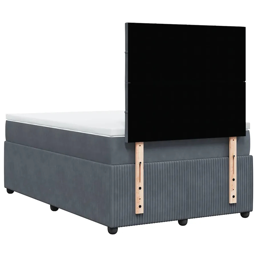 Sommier à lattes de lit et matelas gris foncé 120x190cm velours - 8