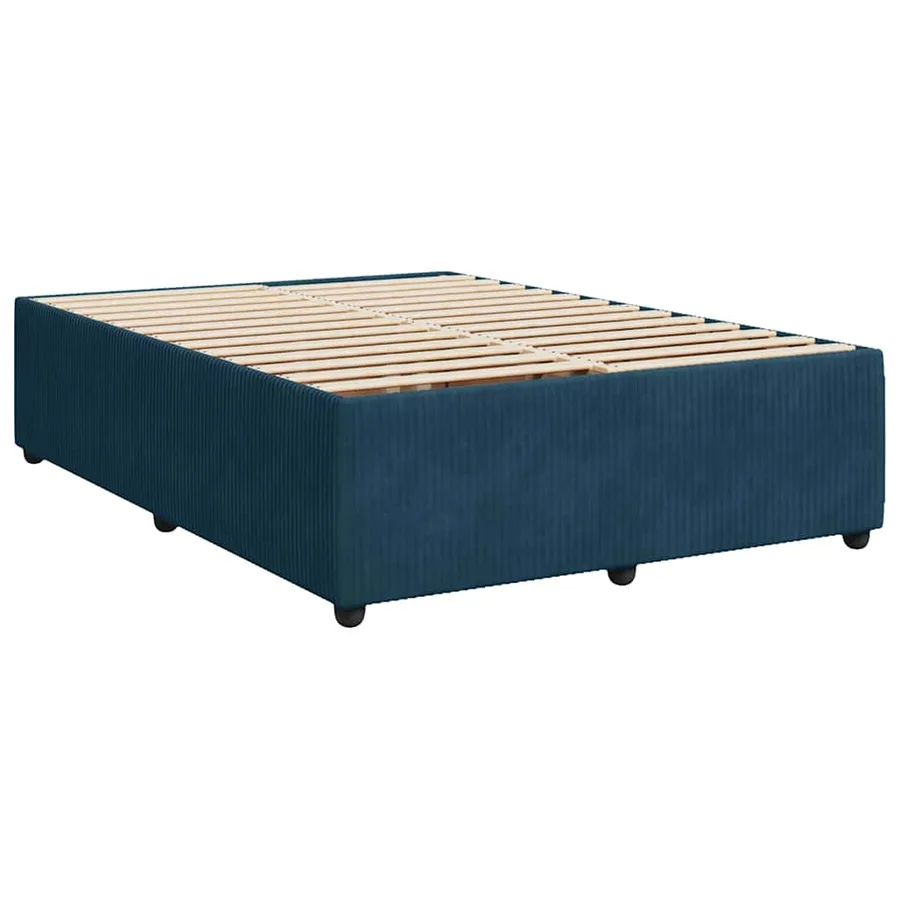 Sommier à lattes de lit et matelas bleu 140x190 cm velours - 9
