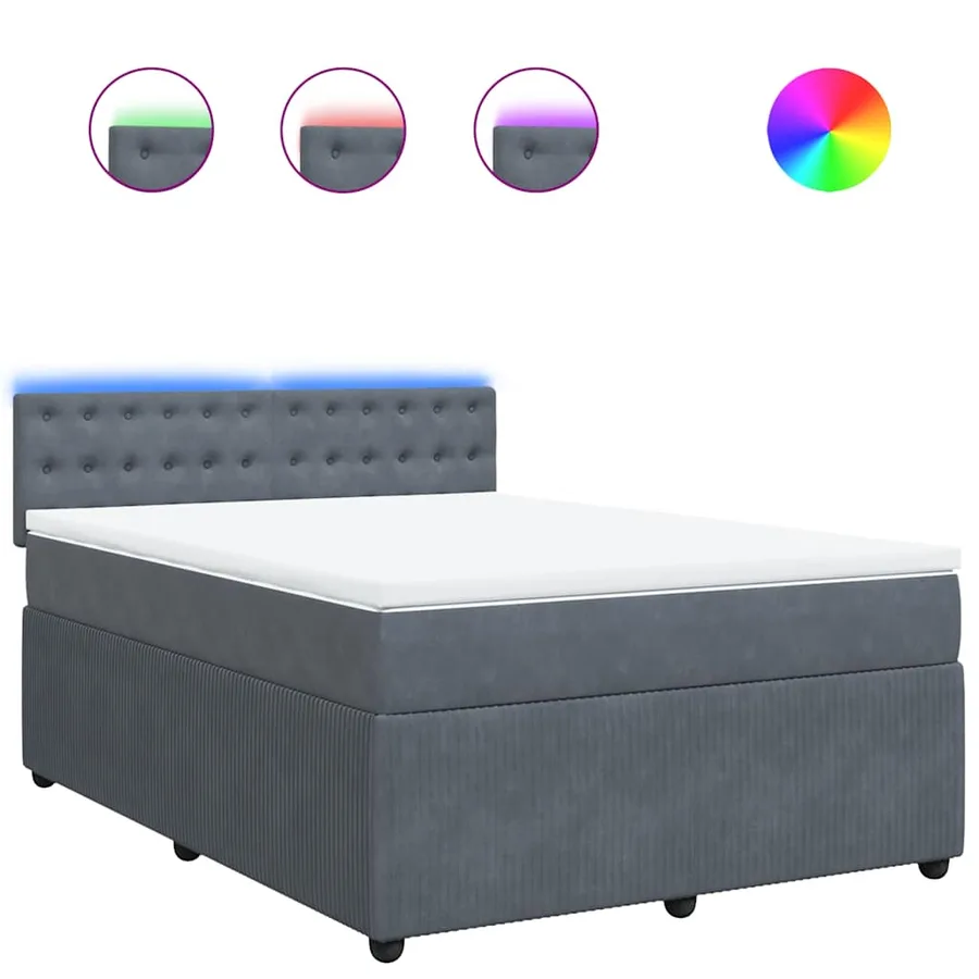 Sommier à lattes de lit et matelas Gris foncé 140x190cm Velours - 2