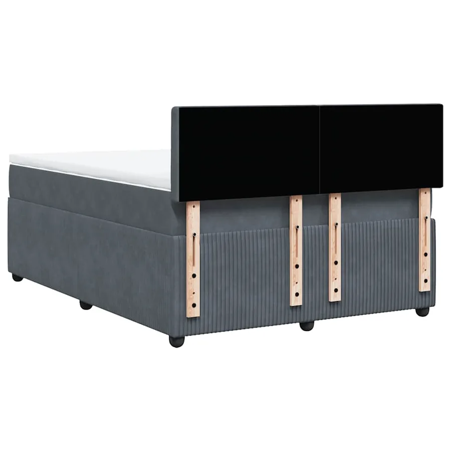 Sommier à lattes de lit et matelas Gris foncé 140x190cm Velours - 8