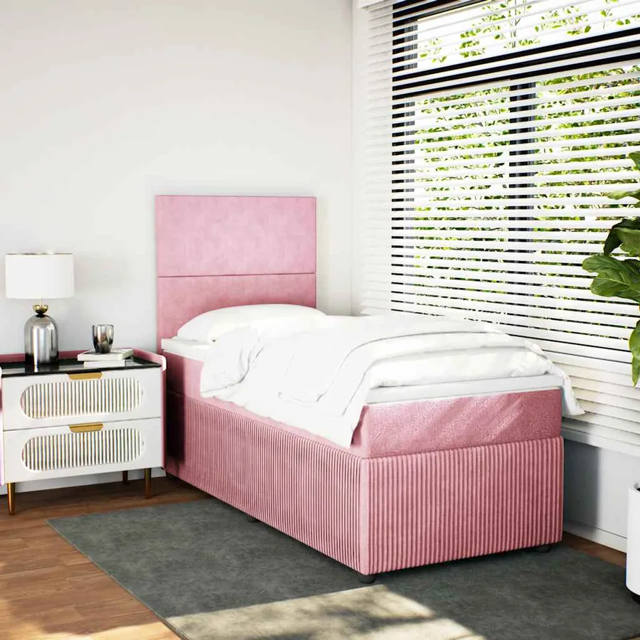 Sommier à lattes de lit avec matelas Rose 90x190 cm Velours - 5