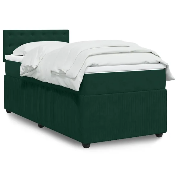 Sommier à lattes de lit avec matelas Vert foncé 90x190 cm