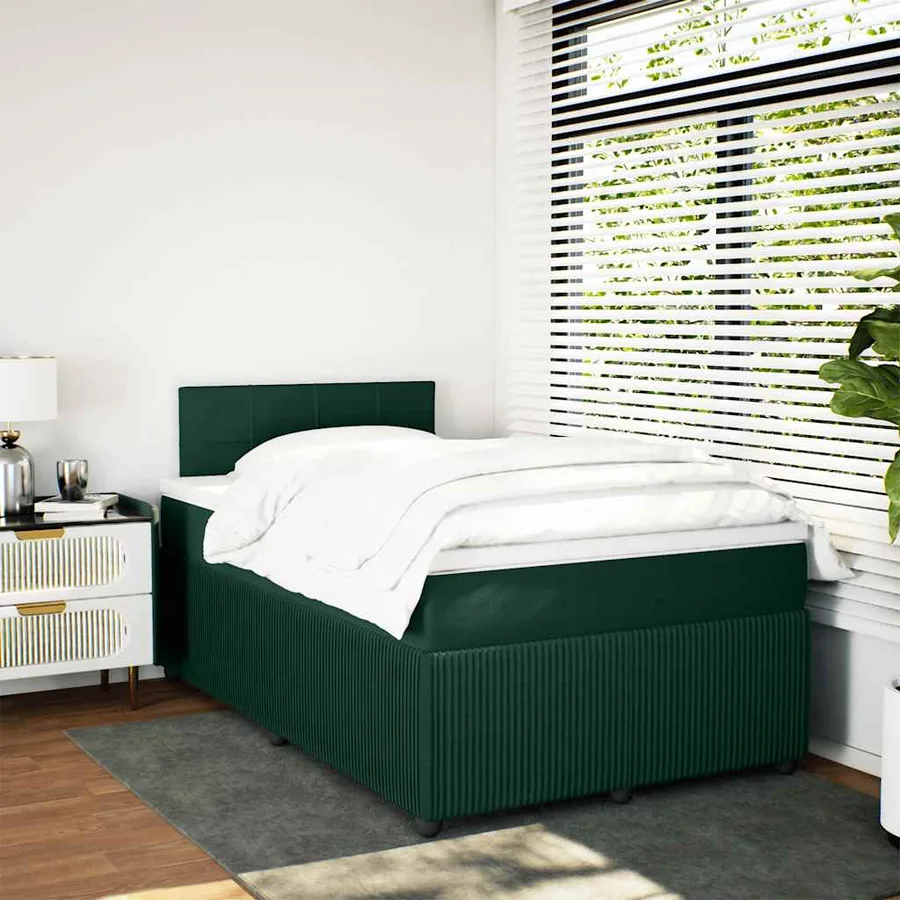 Sommier à lattes de lit et matelas Vert foncé 120x200cm Velours - 5